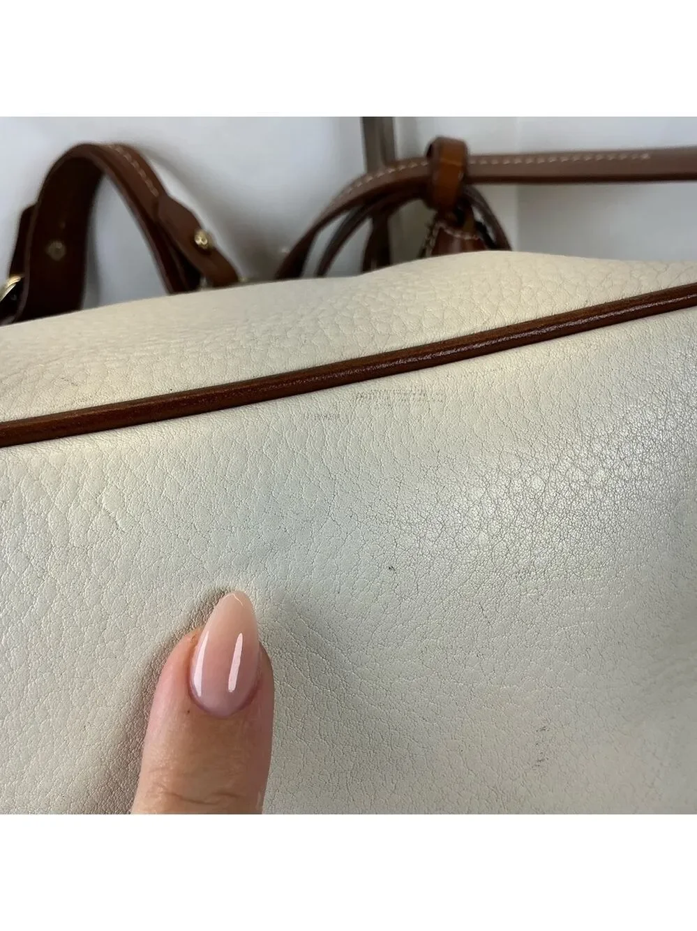 Dooney & Bourke Vintage White Cream and Brown Hobo Shoulder‎ Bag